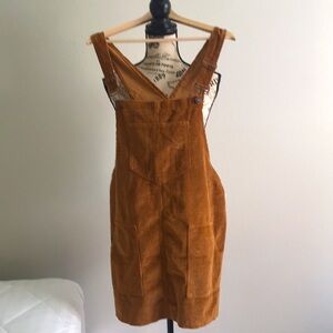 REWASH CORDUROY JUMPER MINI DRESS KHAKI BIG POCKET NEW XL